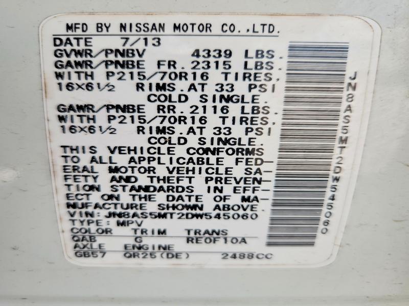 Продажа на аукционе авто 2013 Nissan Rogue, vin: JN8AS5MT2DW545060, номер лота: 59957226