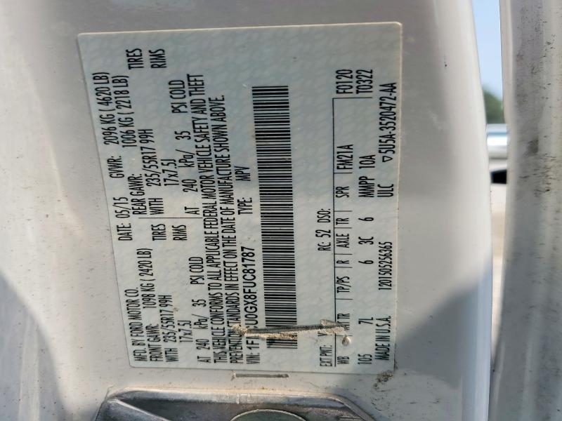 2015 Ford Escape მანქანა იყიდება აუქციონზე, vin: 1FMCU0GX8FUC81787, აუქციონის ნომერი: 62253946