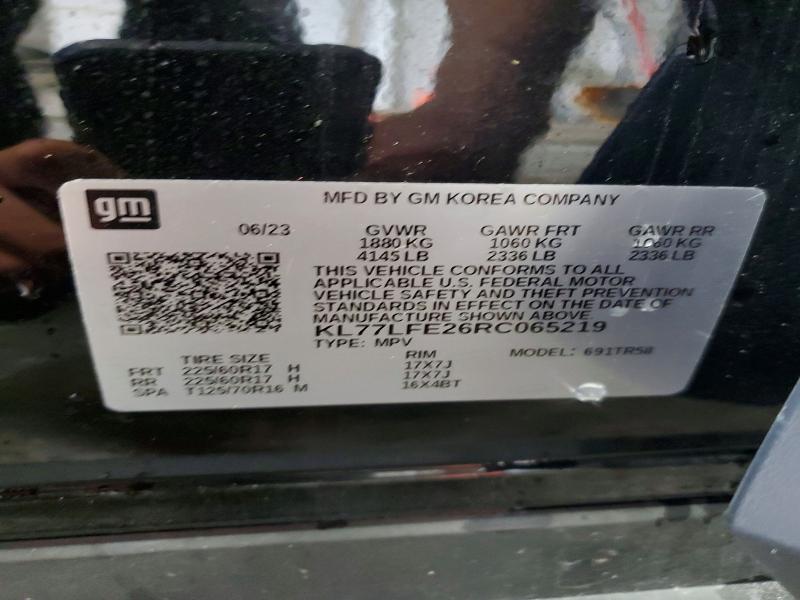 2024 Chevrolet Trax მანქანა იყიდება აუქციონზე, vin: KL77LFE26RC065219, აუქციონის ნომერი: 62800126