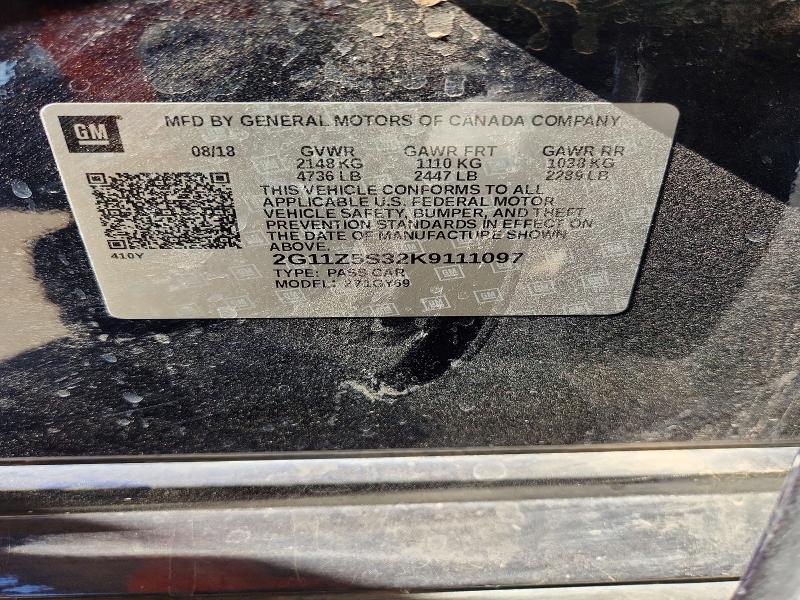 Aukcja sprzedaży 2019 Chevrolet Impala, vin: 2G11Z5S32K9111097, numer aukcji: 85988895