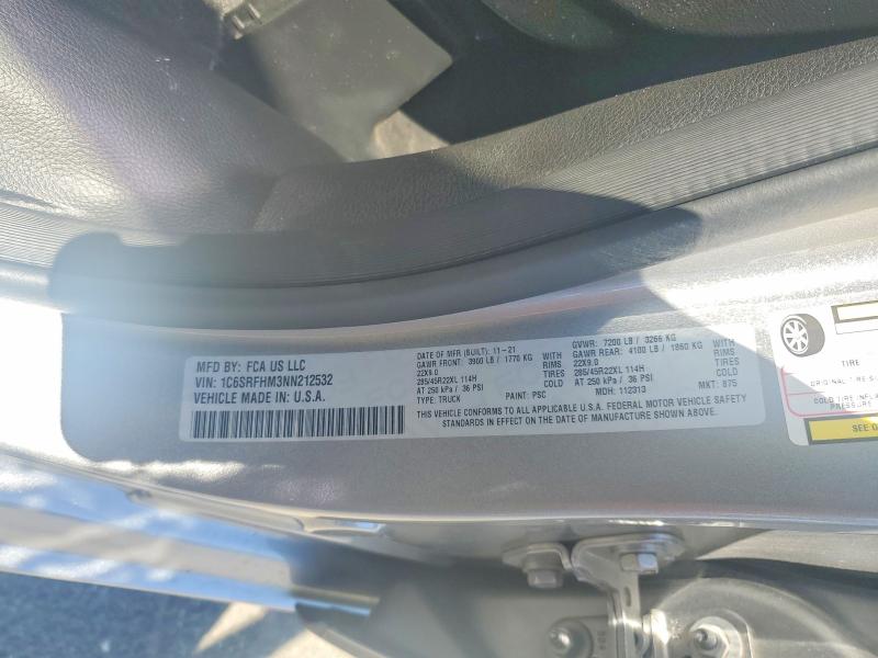 Продажа на аукционе авто 2022 Ram 1500, vin: 1C6SRFHM3NN212532, номер лота: 61709576