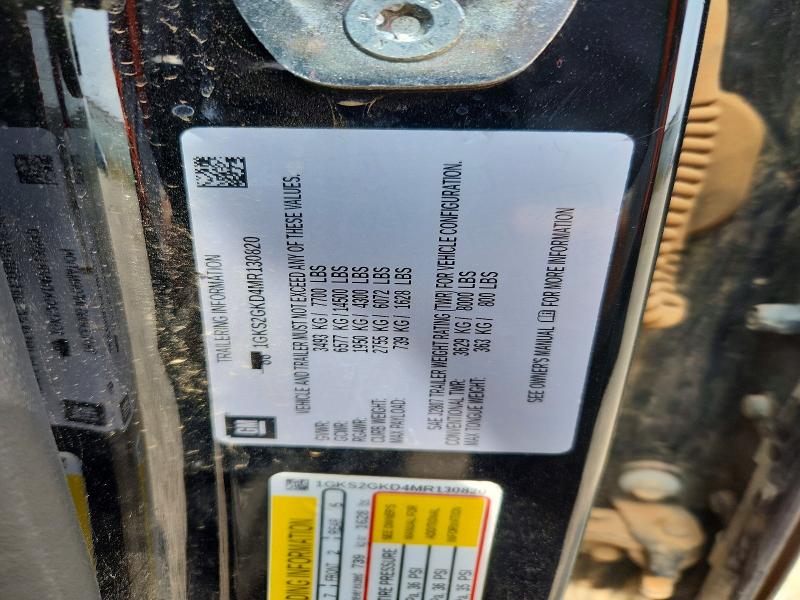 2021 Gmc Yukon Xl მანქანა იყიდება აუქციონზე, vin: 1GKS2GKD4MR130820, აუქციონის ნომერი: 62338606