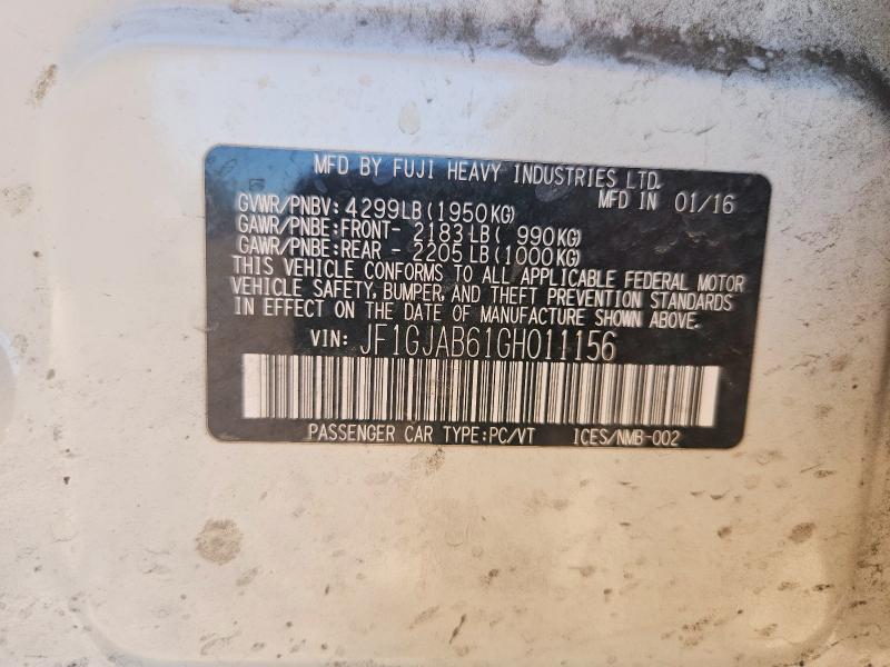 2016 Subaru Impreza მანქანა იყიდება აუქციონზე, vin: JF1GJAB61GH011156, აუქციონის ნომერი: 59909606