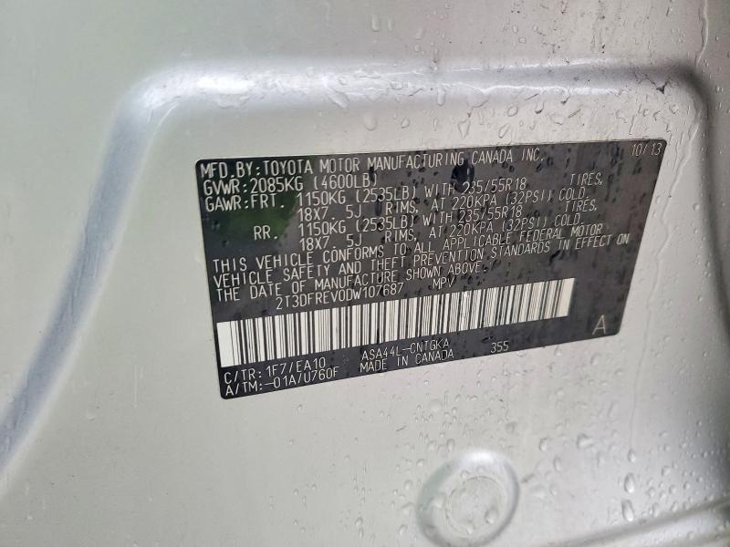 60180466 :رقم المزاد ، 2T3DFREV0DW107687 vin ، 2013 Toyota Rav4 مزاد بيع