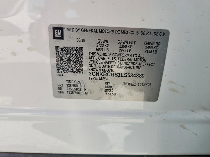 Aukcja sprzedaży 2020 Chevrolet Blazer, vin: 3GNKBCRS1LS534380, numer aukcji: 60142696