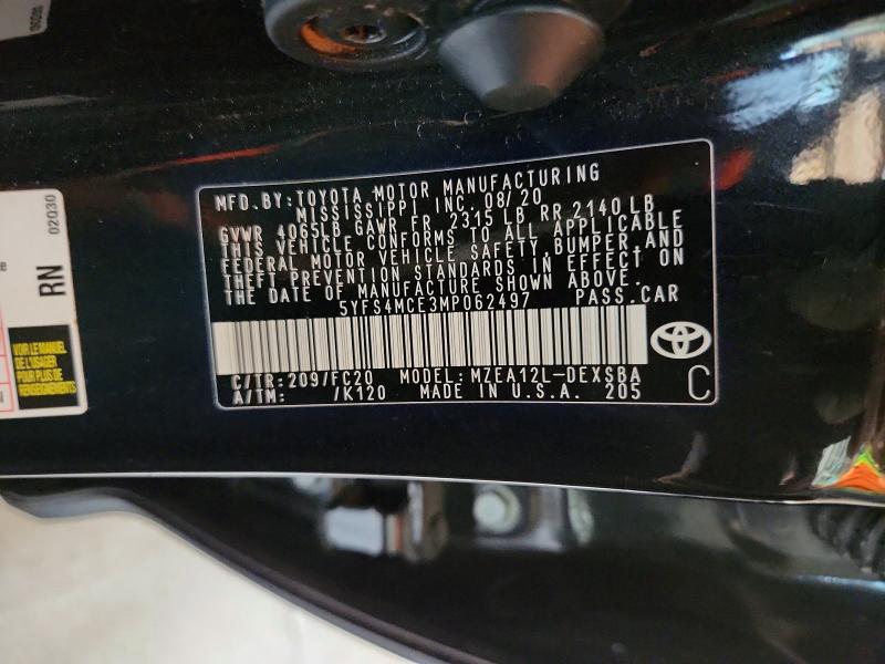Продаж на аукціоні авто 2021 Toyota Corolla, vin: 5YFS4MCE3MP062497, номер лоту: 59729786