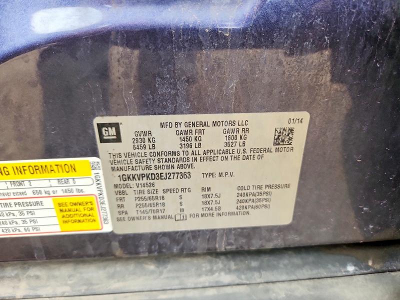 85989575 :رقم المزاد ، 1GKKVPKD3EJ277363 vin ، 2014 Gmc Acadia مزاد بيع