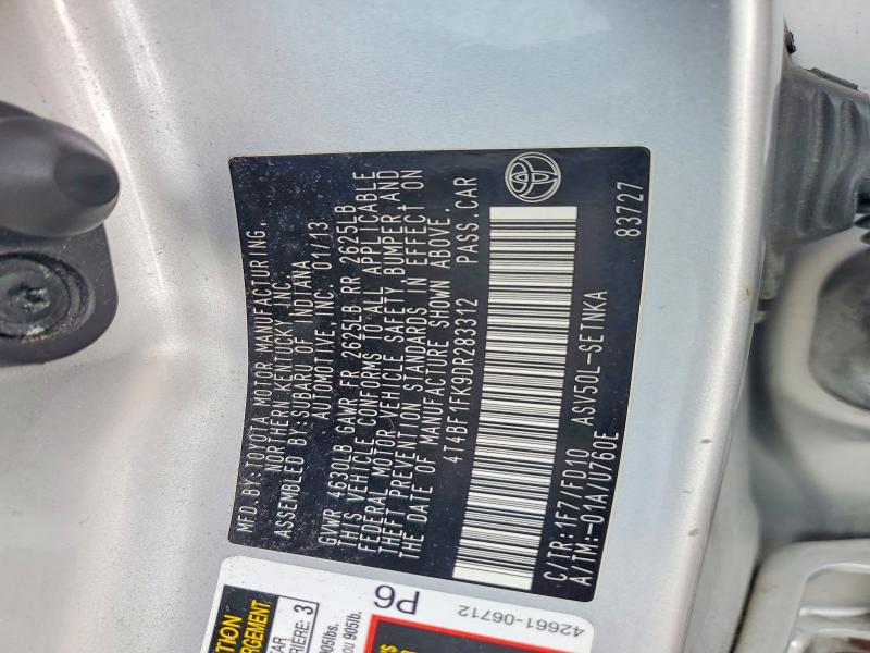 Продаж на аукціоні авто 2013 Toyota Camry, vin: 4T4BF1FK9DR283312, номер лоту: 60650396