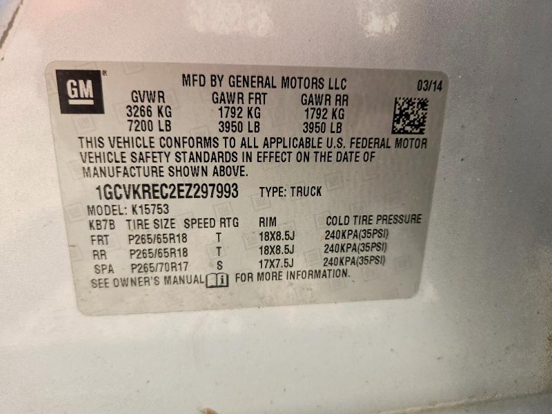 Продаж на аукціоні авто 2014 Chevrolet Silverado, vin: 1GCVKREC2EZ297993, номер лоту: 62311176