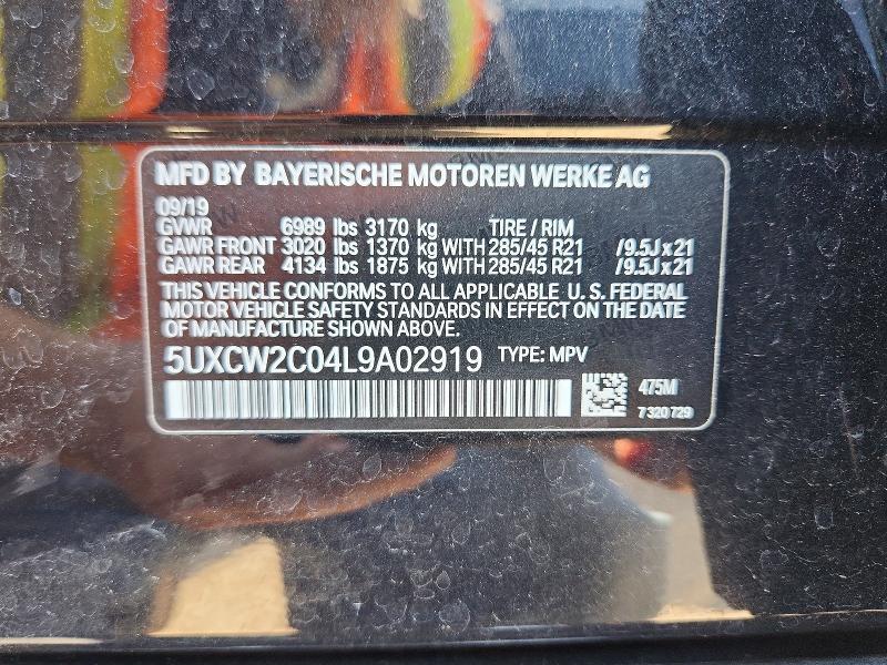 61983506 :رقم المزاد ، 5UXCW2C04L9A02919 vin ، 2020 Bmw X7 مزاد بيع