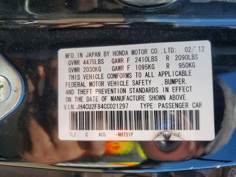 61603666 :رقم المزاد ، JH4CU2F84CC021297 vin ، 2012 Acura Tsx مزاد بيع