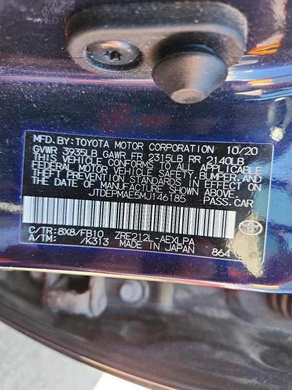Aukcja sprzedaży 2021 Toyota Corolla, vin: JTDEPMAE5MJ146185, numer aukcji: 60611616