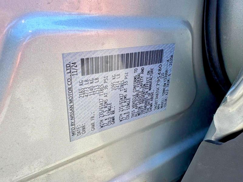 62311446 :رقم المزاد ، 5N1BT3AB3SC795480 vin ، 2025 Nissan Rogue مزاد بيع