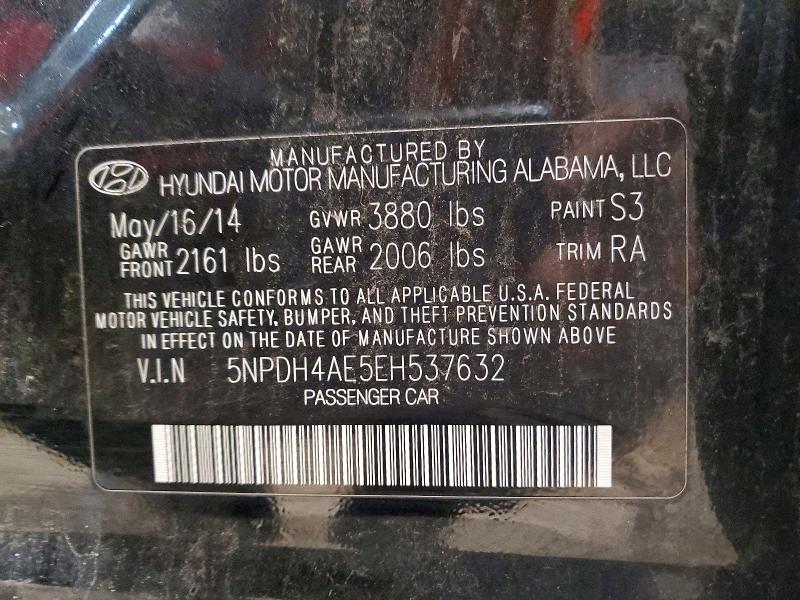 Aukcja sprzedaży 2014 Hyundai Elantra, vin: 5NPDH4AE5EH537632, numer aukcji: 59694736