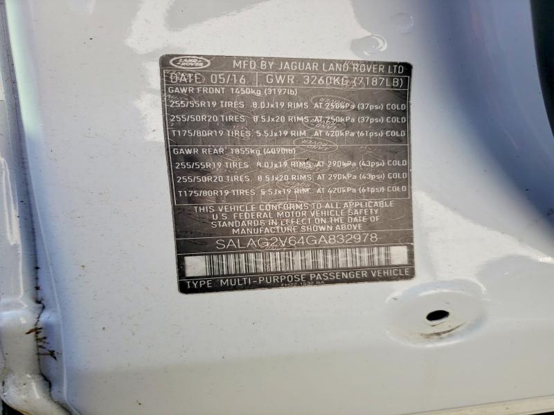 Продажа на аукционе авто 2016 Land Rover Lr4, vin: SALAG2V64GA832978, номер лота: 61545826