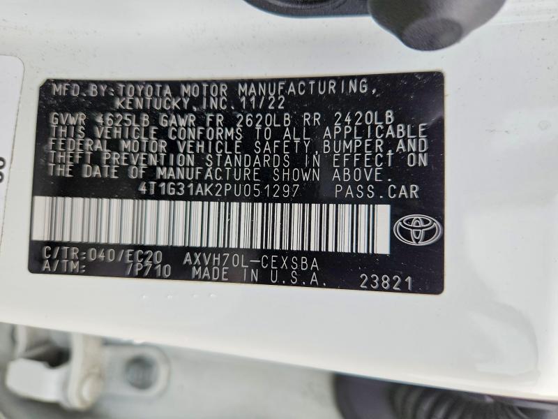 Aukcja sprzedaży 2023 Toyota Camry Hybrid, vin: 4T1G31AK2PU051297, numer aukcji: 62284866