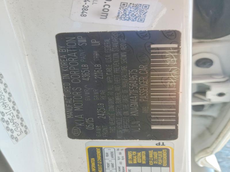 Aukcja sprzedaży 2015 Kia Optima, vin: KNAGM4A71F5649675, numer aukcji: 59795366