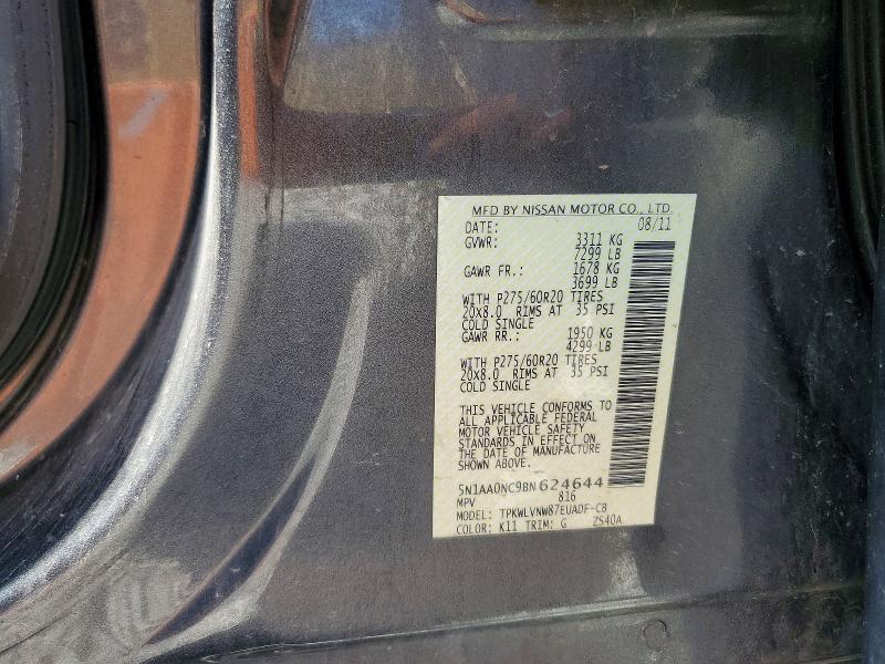 2025 Nissan Armada მანქანა იყიდება აუქციონზე, vin: 5N1AA0NC9BN624644, აუქციონის ნომერი: 62464626
