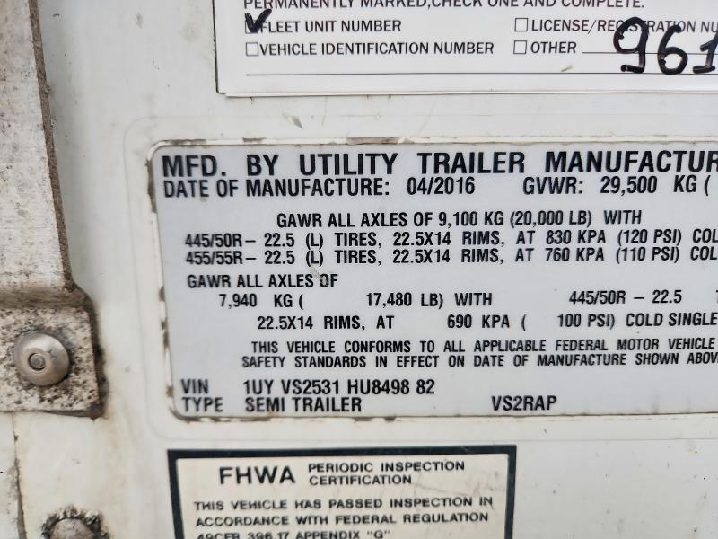 Auction sale of the 2017 Utility Trailer Mfg. 3000r, vin: 1UYVS2531HU849882, lot number: 62880856