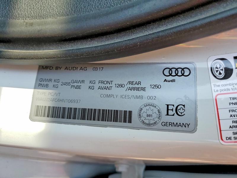 Aukcja sprzedaży 2017 Audi A6, vin: WAUJ2AFC4HN106937, numer aukcji: 61316866