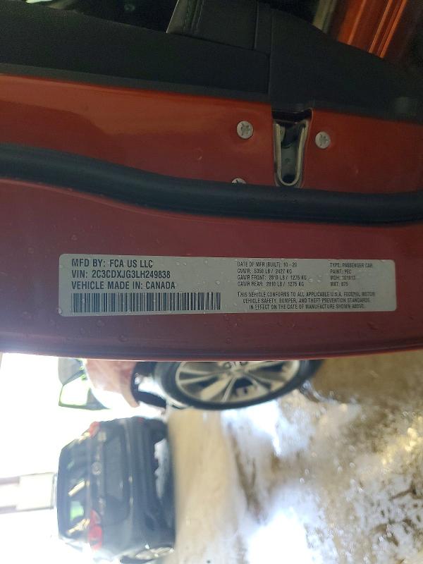 60756316 :رقم المزاد ، 2C3CDXJG3LH249838 vin ، 2020 Dodge Charger مزاد بيع