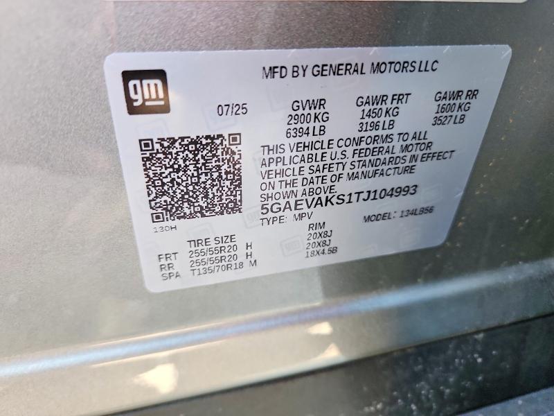 62444176 :رقم المزاد ، 5GAEVAKS1TJ104993 vin ، 2026 Buick Enclave مزاد بيع