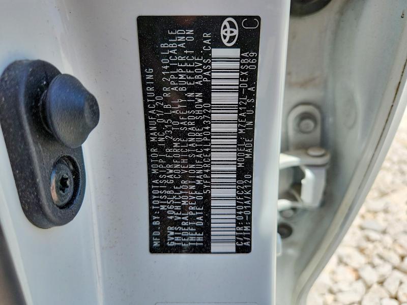 Продаж на аукціоні авто 2020 Toyota Corolla, vin: 5YFP4RCE4LP043720, номер лоту: 62061666