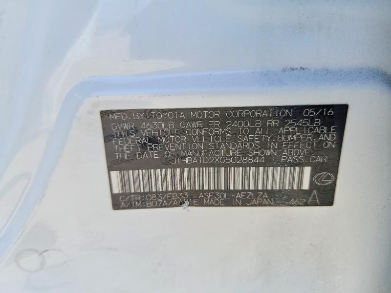 85968595 :رقم المزاد ، JTHBA1D2XG5028844 vin ، 2016 Lexus Is مزاد بيع