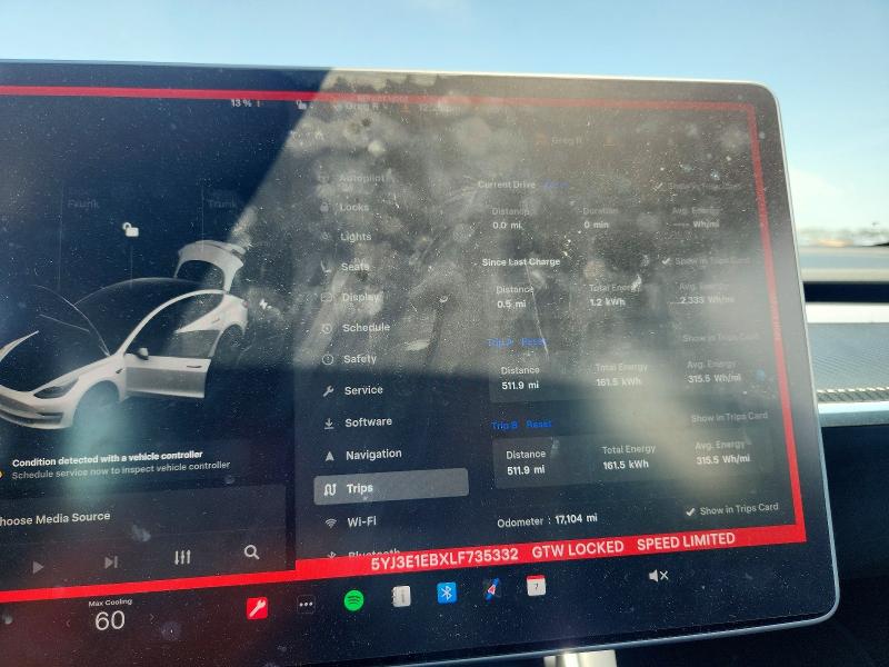 2020 Tesla Model 3 მანქანა იყიდება აუქციონზე, vin: 5YJ3E1EBXLF735332, აუქციონის ნომერი: 85619985