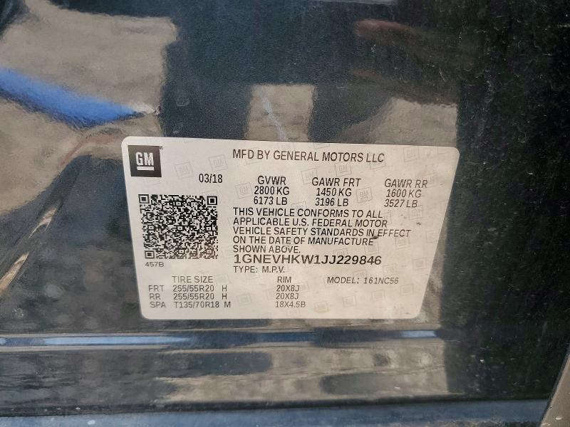 Продаж на аукціоні авто 2018 Chevrolet Traverse, vin: 1GNEVHKW1JJ229846, номер лоту: 62461736