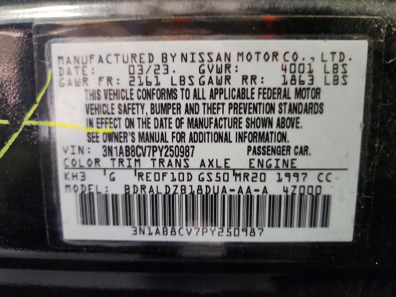 2023 Nissan Sentra მანქანა იყიდება აუქციონზე, vin: 3N1AB8CV7PY250987, აუქციონის ნომერი: 61179556