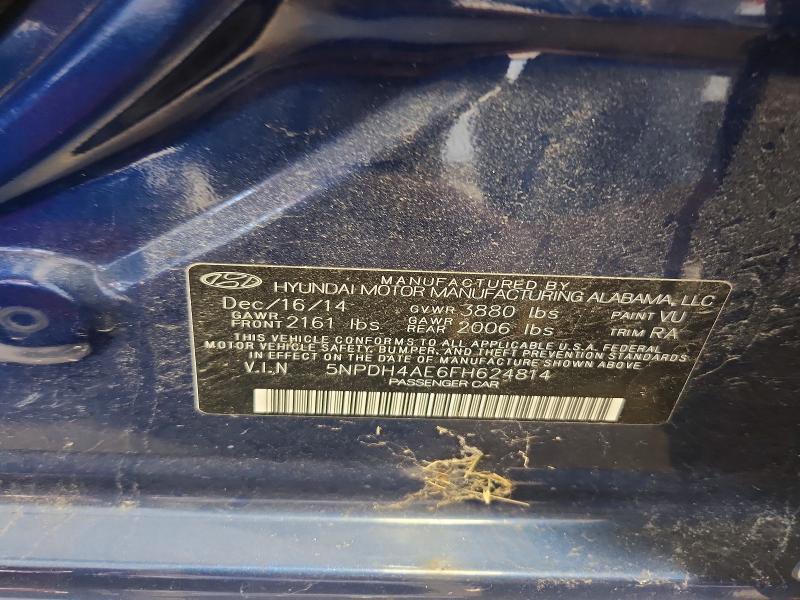 Продажа на аукционе авто 2015 Hyundai Elantra, vin: 5NPDH4AE6FH624814, номер лота: 59795376