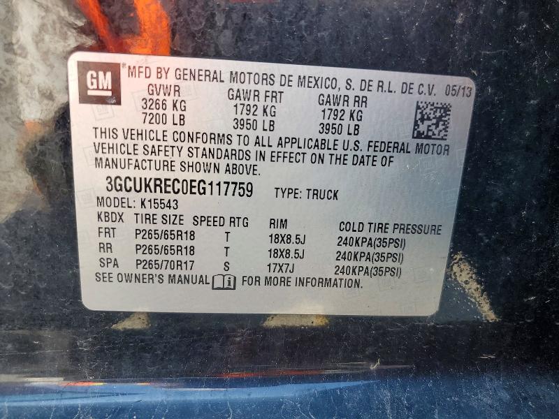 Продажа на аукционе авто 2014 Chevrolet Silverado, vin: 3GCUKREC0EG117759, номер лота: 63216166