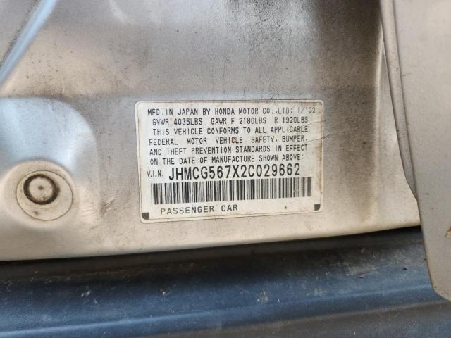 Aukcja sprzedaży 2002 Hond Accord, vin: JHMCG567X2C029662, numer aukcji: 59286736