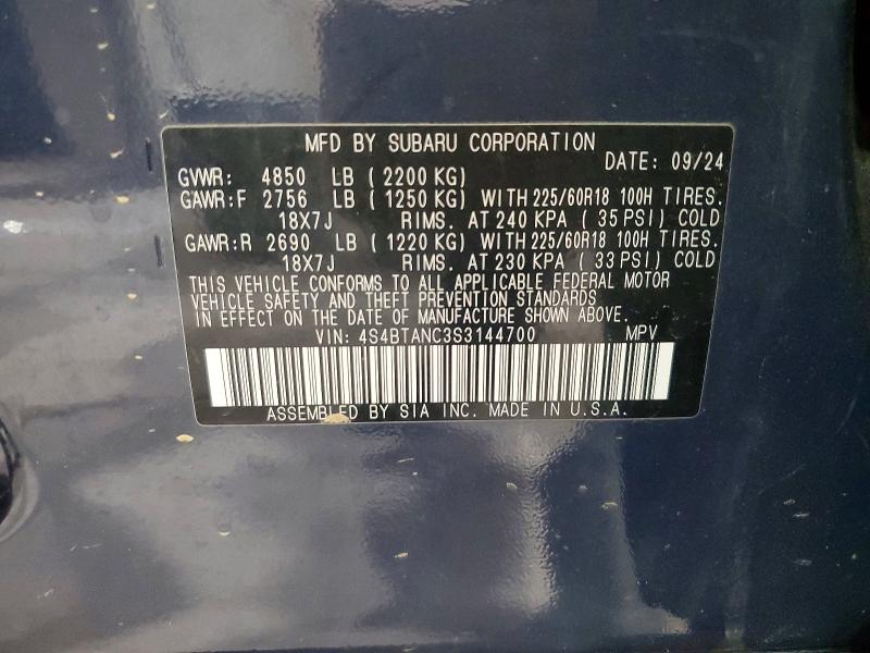 Продаж на аукціоні авто 2025 Subaru Outback, vin: 4S4BTANC3S3144700, номер лоту: 62454706
