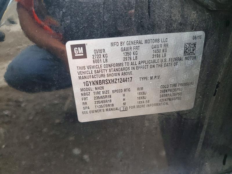 63067756 :رقم المزاد ، 1GYKNBRSXHZ124417 vin ، 2017 Cadillac Xt5 مزاد بيع