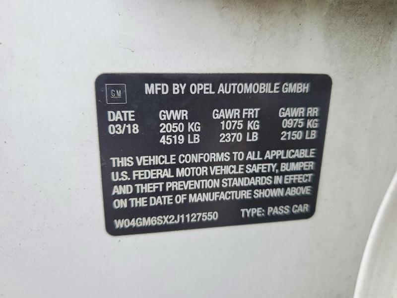 60491586 :رقم المزاد ، W04GM6SX2J1127550 vin ، 2018 Buick Regal مزاد بيع