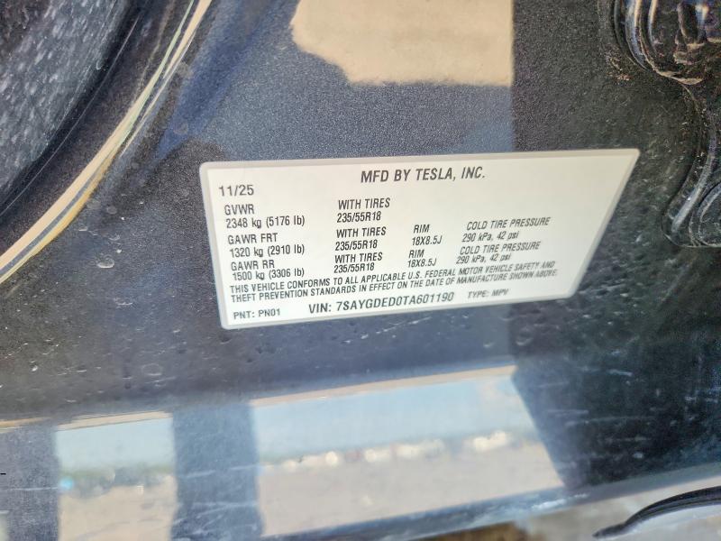 Продажа на аукционе авто 2026 Tesla Model X Ev, vin: 7SAYGDED0TA601190, номер лота: 58504136