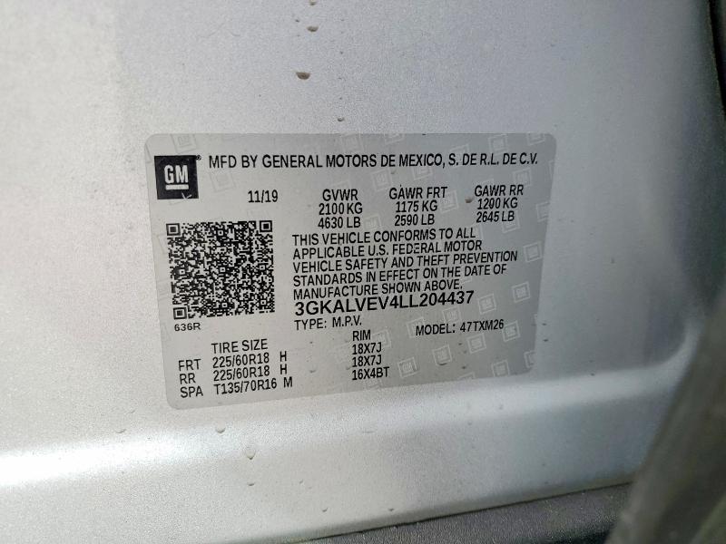 62653456 :رقم المزاد ، 3GKALVEV4LL204437 vin ، 2020 Gmc Terrain مزاد بيع