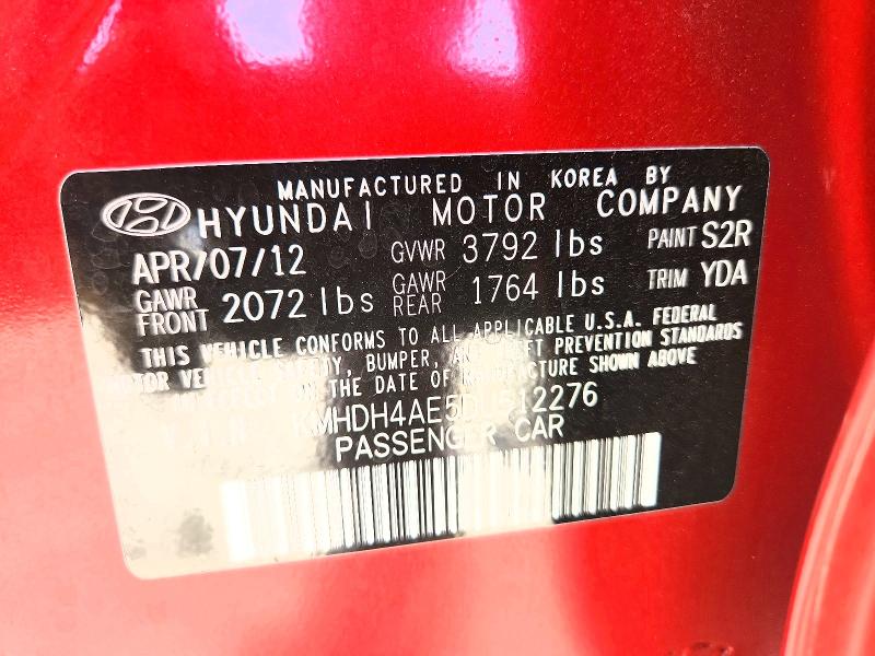 2013 Hyundai Elantra მანქანა იყიდება აუქციონზე, vin: KMHDH4AE5DU512276, აუქციონის ნომერი: 60880476