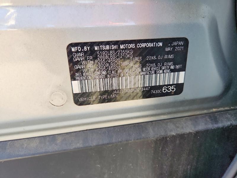 2022 Mitsubishi Outlander მანქანა იყიდება აუქციონზე, vin: JA4J3TA80NZ018447, აუქციონის ნომერი: 61867266