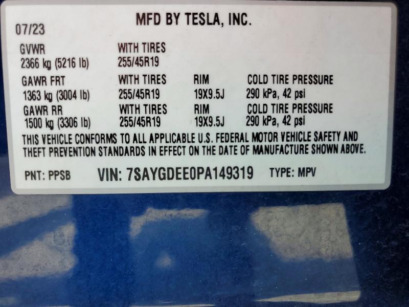 Aukcja sprzedaży 2023 Tesla Model Y, vin: 7SAYGDEE0PA149319, numer aukcji: 60691846