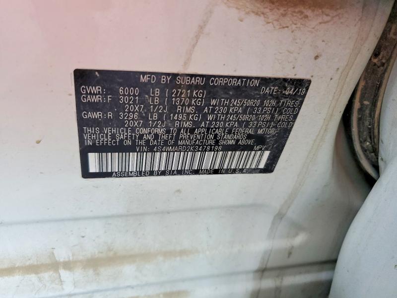 Aukcja sprzedaży 2019 Subaru Ascent, vin: 4S4WMARD2K3478198, numer aukcji: 62603216