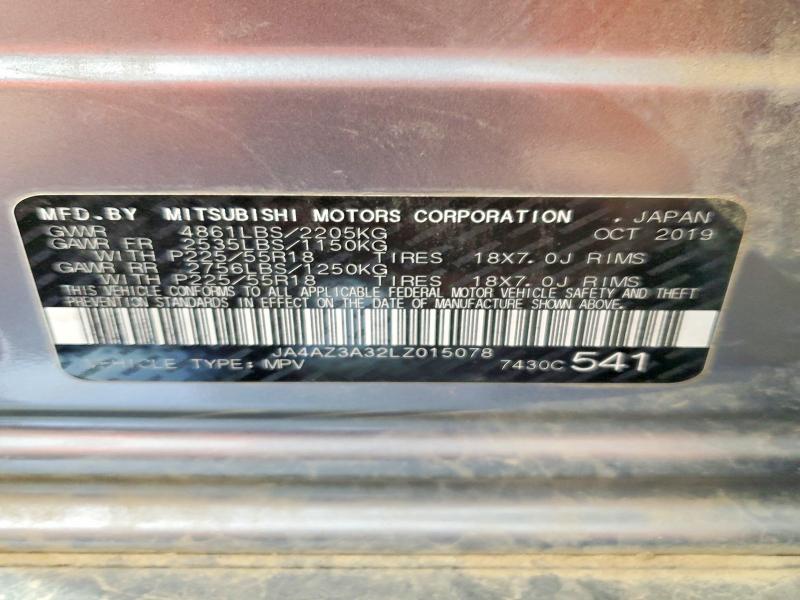 2020 Mitsubishi Outlander მანქანა იყიდება აუქციონზე, vin: JA4AZ3A32LZ015078, აუქციონის ნომერი: 62935306