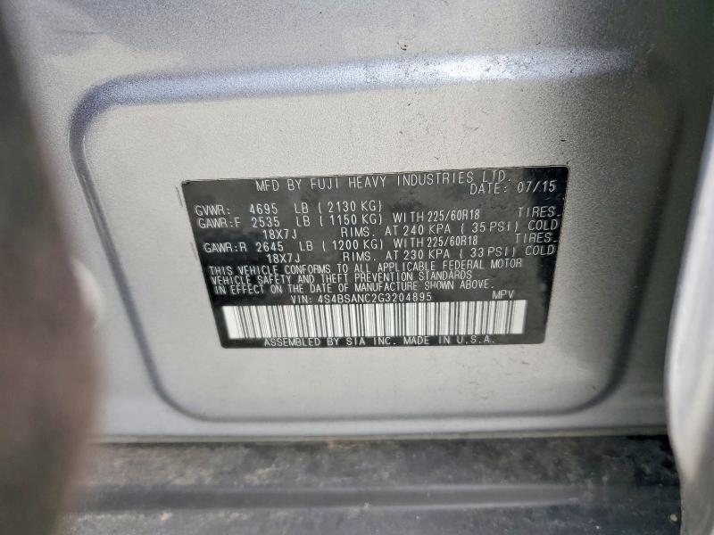 58764016 :رقم المزاد ، 4S4BSANC2G3204895 vin ، 2016 Subaru Outback مزاد بيع