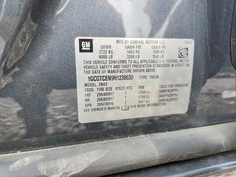 Aukcja sprzedaży 2017 Chevrolet Colorado, vin: 1GCGTCEN9H1238639, numer aukcji: 60493316