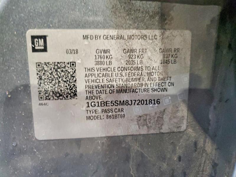 Продажа на аукционе авто 2018 Chevrolet Cruze, vin: 1G1BE5SM8J7201816, номер лота: 58894146