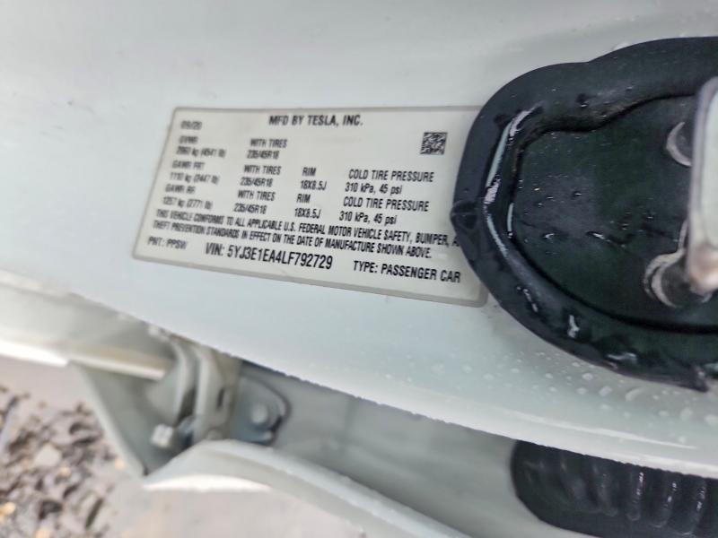 2020 Tesla Model 3 მანქანა იყიდება აუქციონზე, vin: 5YJ3E1EA4LF792729, აუქციონის ნომერი: 59655496