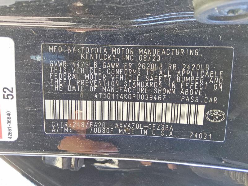 Продаж на аукціоні авто 2023 Toyota Camry, vin: 4T1G11AK0PU839467, номер лоту: 57232236