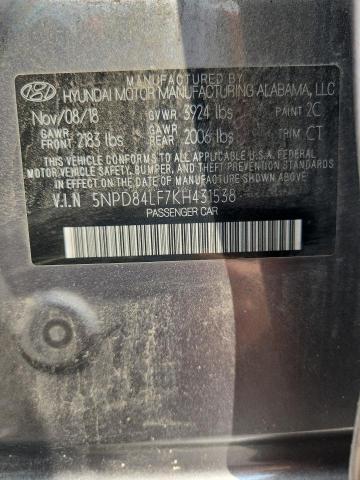 57166446 :رقم المزاد ، 5NPD84LF7KH431538 vin ، 2019 Hyundai Elantra مزاد بيع